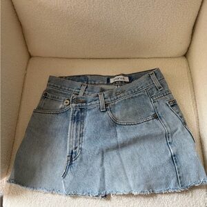 PARKE Light Blue Denim Crossover Mini Skirt
